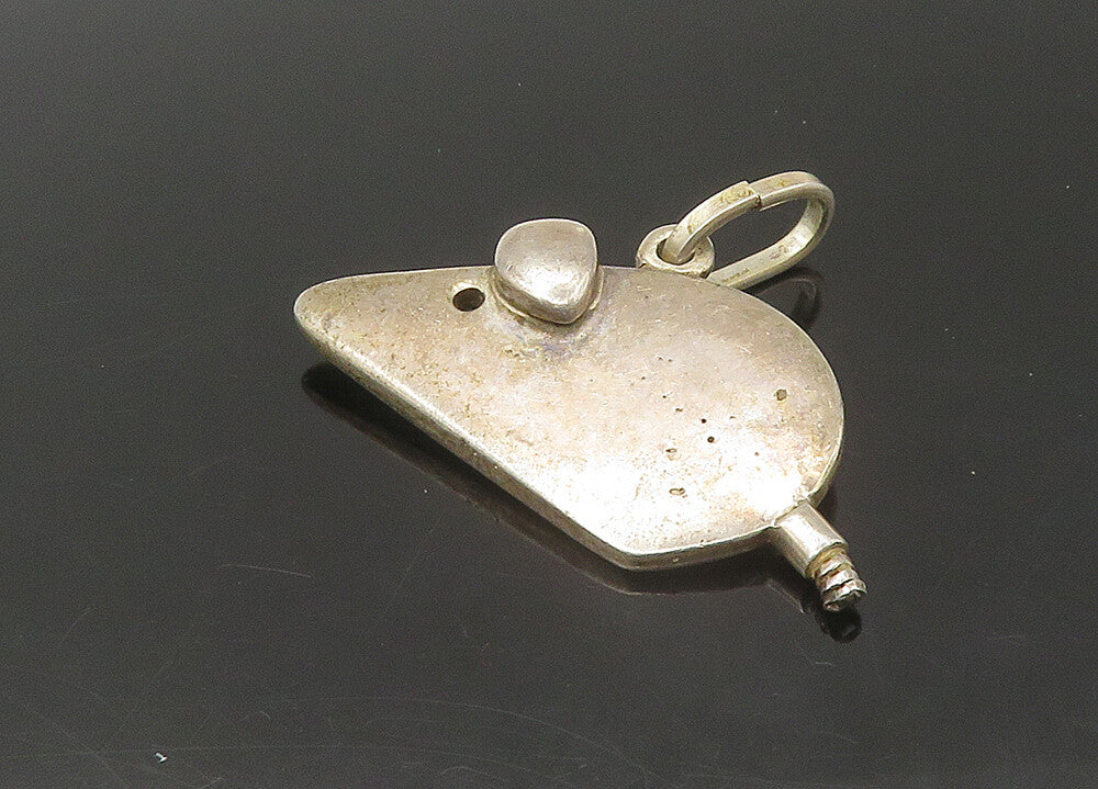 925 Sterling Silver   Vintage Modernist Mouse Motif Drop Pendant  PT18257