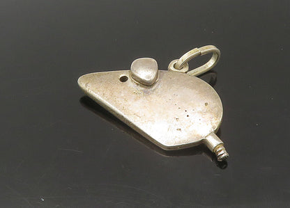 925 Sterling Silver   Vintage Modernist Mouse Motif Drop Pendant  PT18257
