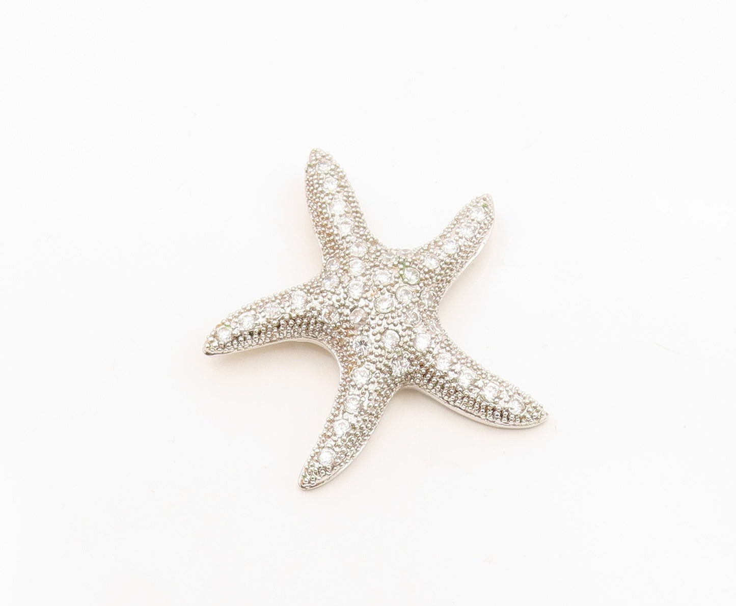 925 Sterling Silver  Vintage Cubic Zirconia Encrusted Starfish Pendant PT18062