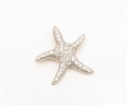 925 Sterling Silver  Vintage Cubic Zirconia Encrusted Starfish Pendant PT18062