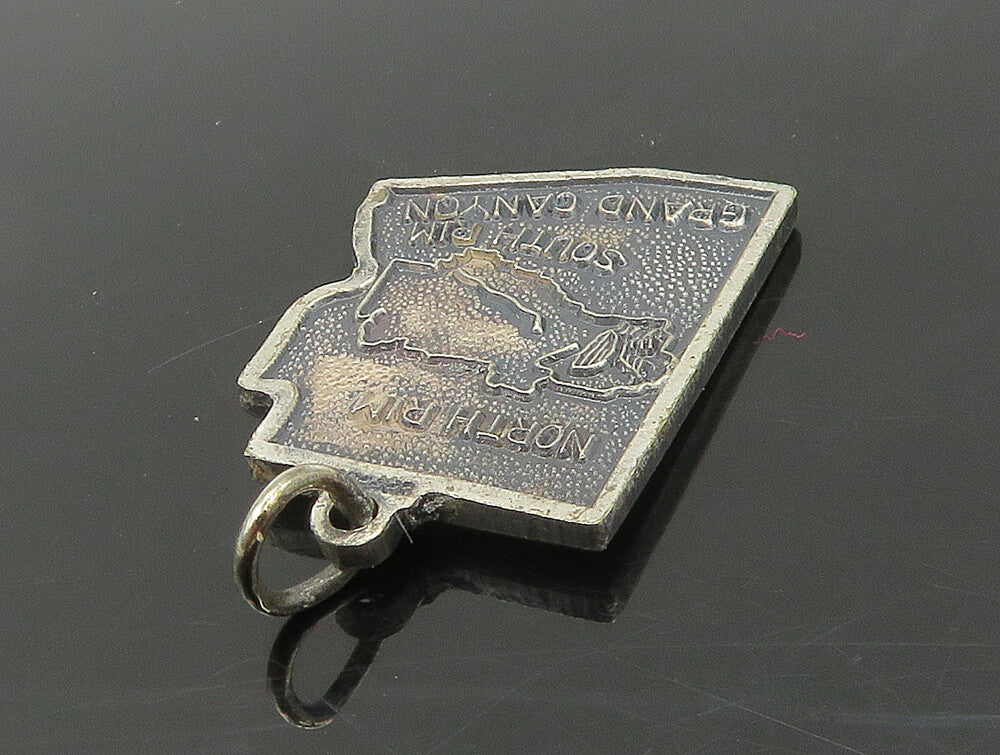 925 Sterling Silver  Vintage Arizona State Map Souvenir Pendant  PT19648