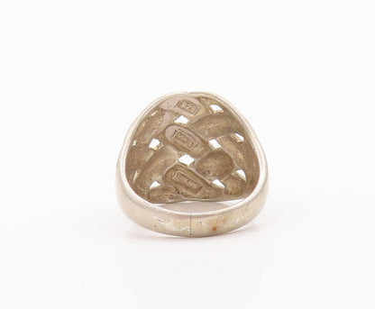 925 Sterling Silver Vintage Ring Solid Broad Carved Woven Effect Sz 8  RG27738