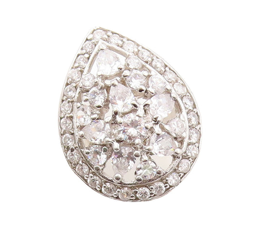 925 Sterling Silver Vintage Ring Designer Drop Cutout CZ Inlay  Sz 6  RG31074