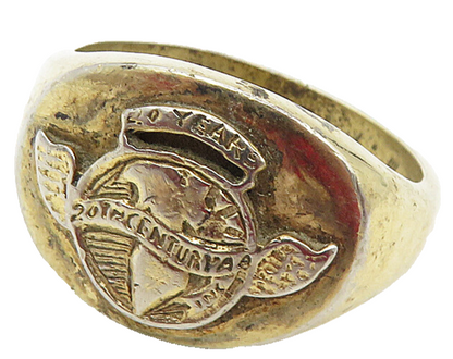 925 Sterling Silver  Vintage 20th Century Globe Large Band Ring Sz 13  RG9329