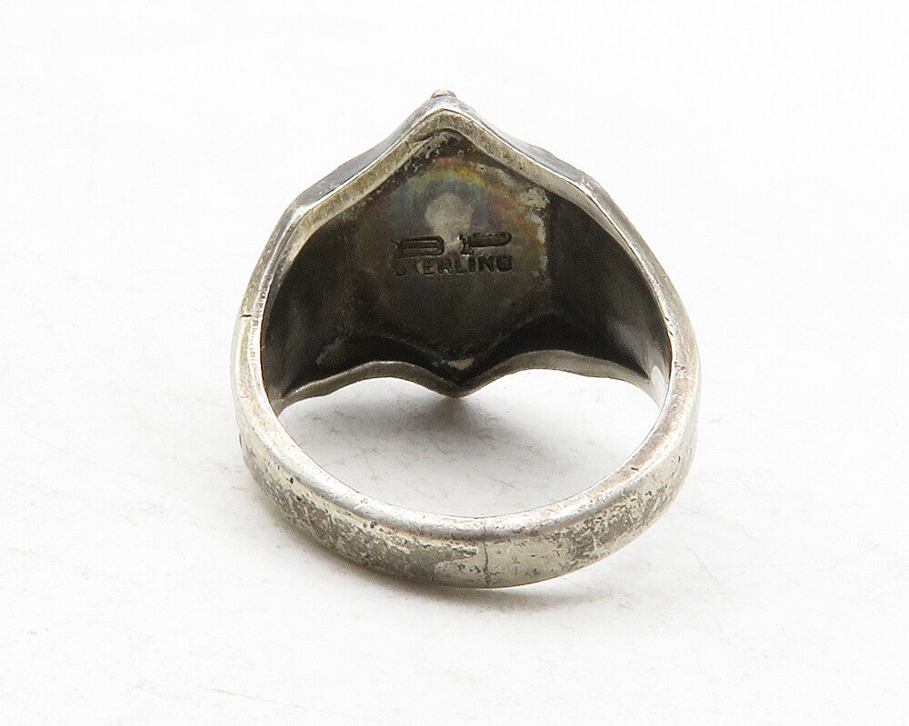 925 Sterling Silver  Vintage Antique Enamel JRS 1960 Band Ring Sz 6  RG12446