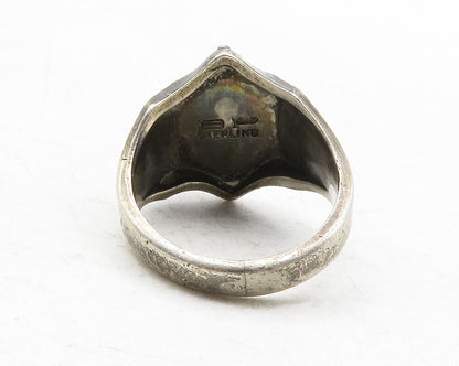 925 Sterling Silver  Vintage Antique Enamel JRS 1960 Band Ring Sz 6  RG12446