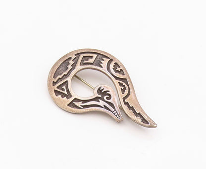 925 Sterling Silver Vintage Brooch Pin JAMES ROGERS Geometric Bird  BP12544