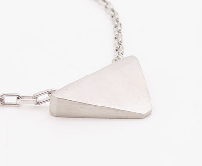 925 Sterling Silver Vintage Necklace Minimalist Geometric Pyramid Chain   NE4726