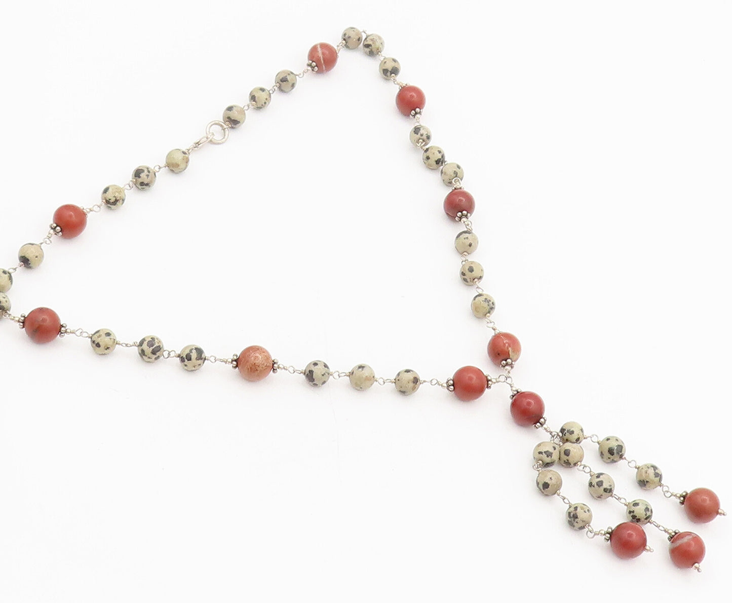 925 Sterling Silver  Vintage Minimalist Two Tone Beaded Chain Necklace  NE4081