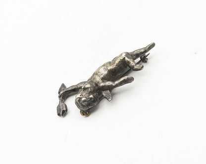 925 Sterling Silver  Vintage Antique Oxidized Baby Cupid Brooch Pin  BP7083