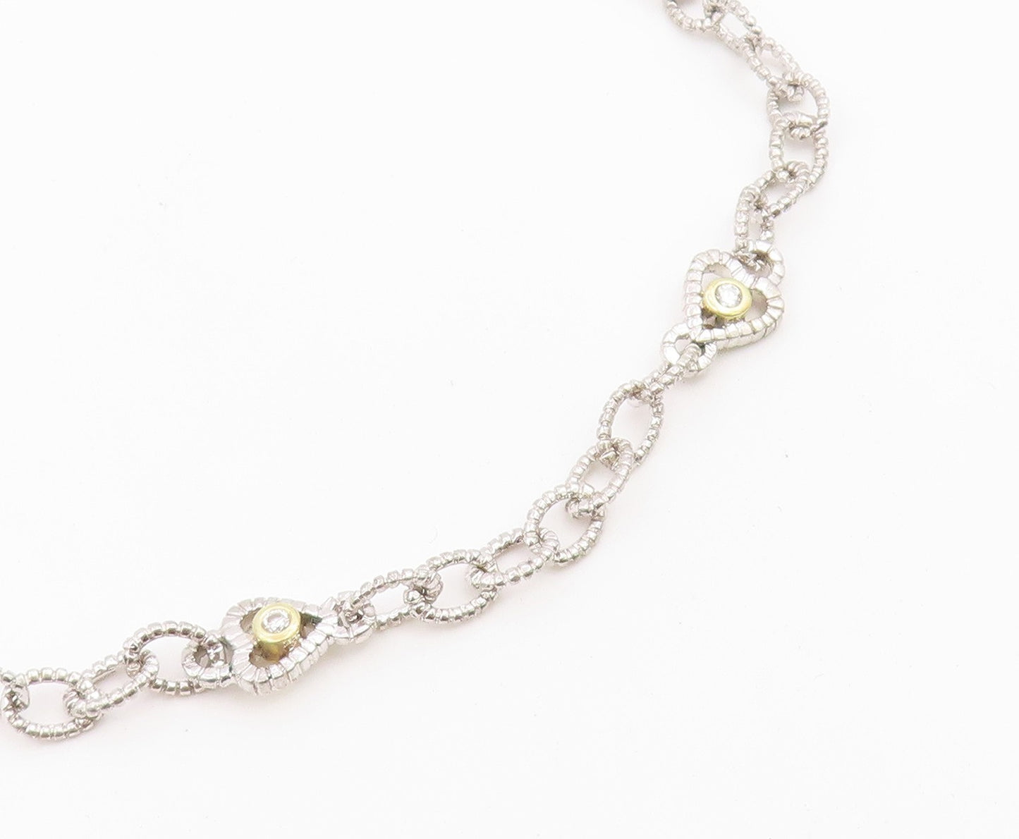 18k Gold & 925 Sterling Silver Vintage Necklace Faceted Citrine Chain  NE4918