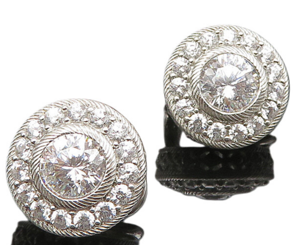 JUDITH RIPKA 925 Silver   Vintage Cubic Zirconia Non Pierce Earrings  EG10206