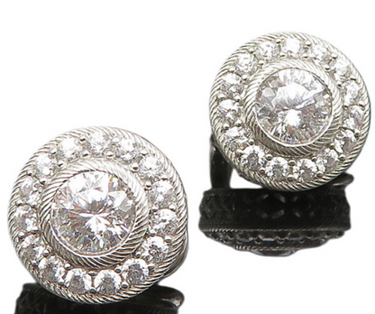 JUDITH RIPKA 925 Silver   Vintage Cubic Zirconia Non Pierce Earrings  EG10206