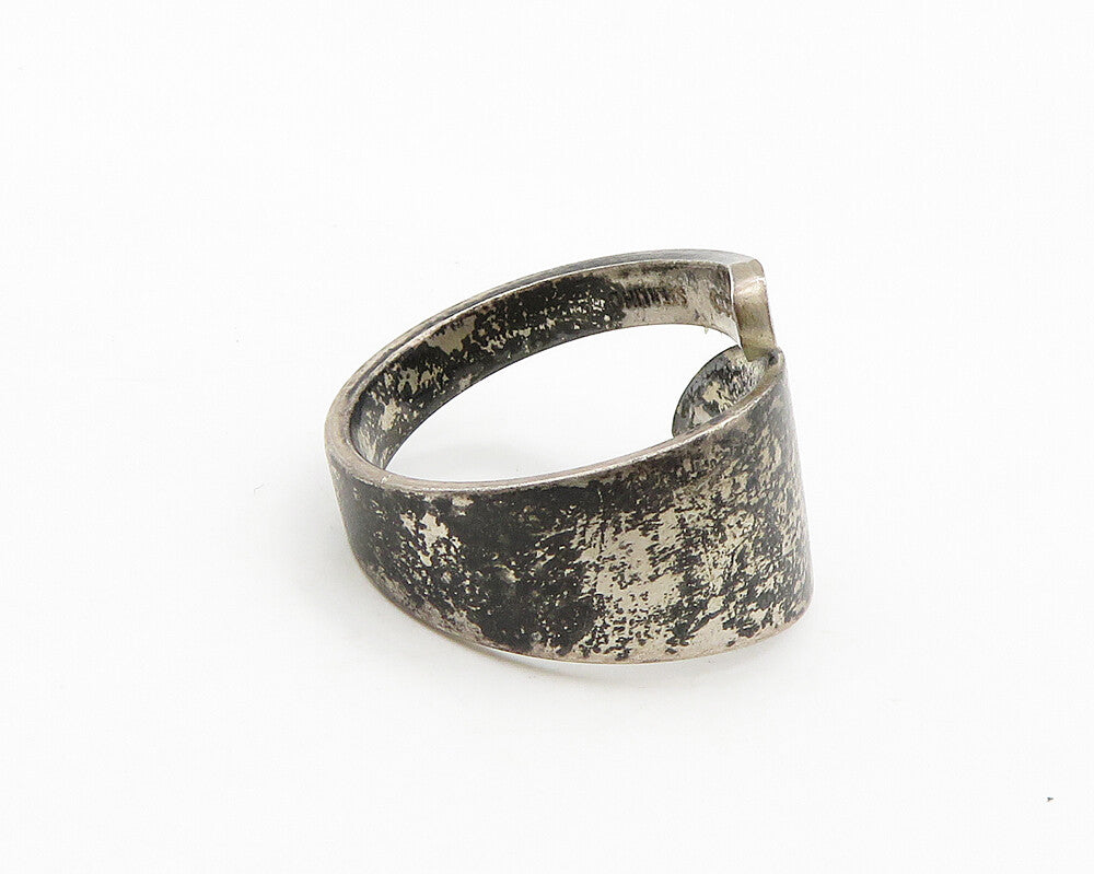 925 Sterling Silver  Vintage Oxidized Smooth Bypass Band Ring Sz 6.5  RG19533