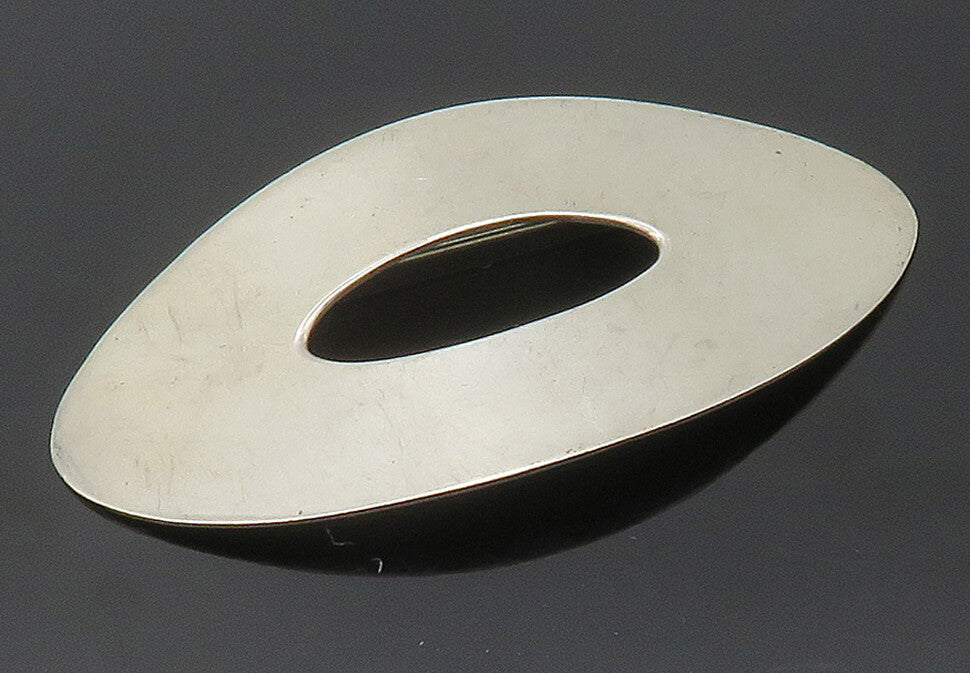 DESIGNER 925 Sterling Silver  Vintage Shiny Smooth Oval Brooch Pin  BP6087