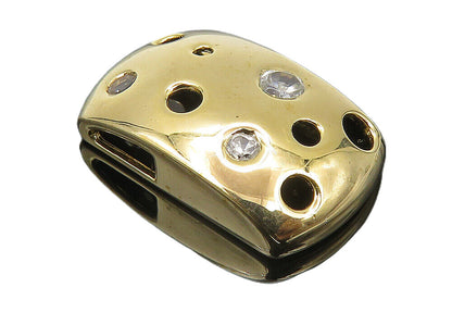 925 Sterling Silver  Topaz Accented Gold Plated Dotted Cutout Pendant  PT8390