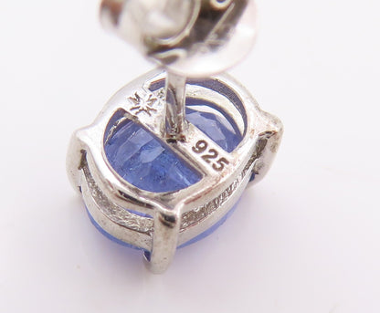 925 Sterling Silver Vintage Earrings Minimalist Oval Cut Tanzanite Stud  EG13798