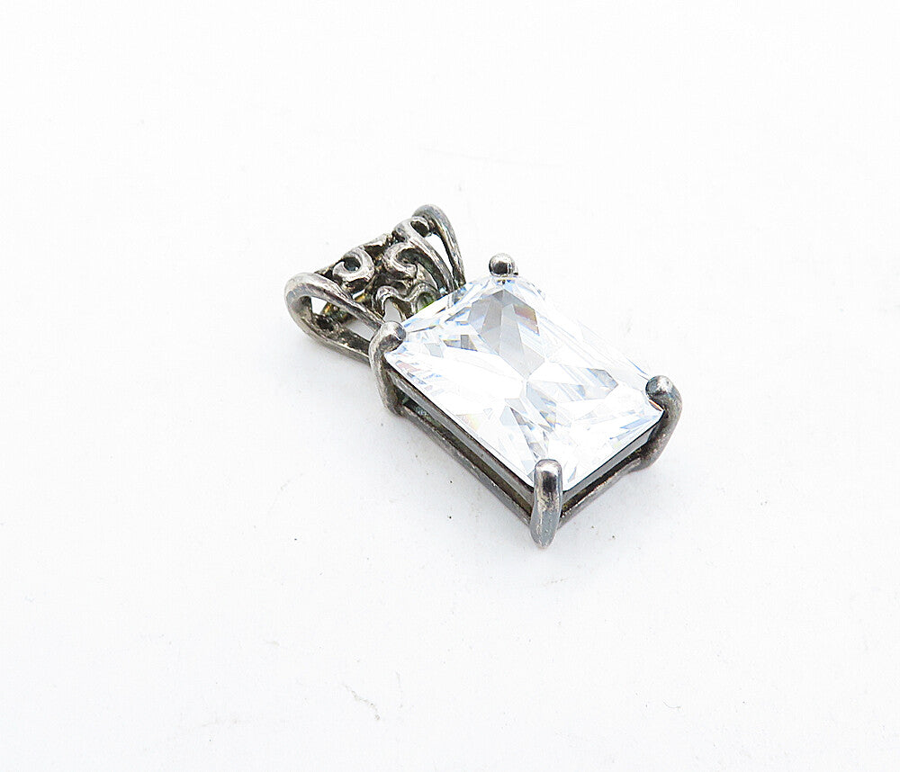 ROSS SIMON 925 Silver  Vintage Prong Set Cubic Zirconia Swirl Pendant  PT4018