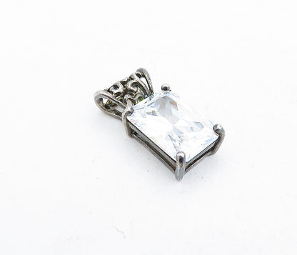 ROSS SIMON 925 Silver  Vintage Prong Set Cubic Zirconia Swirl Pendant  PT4018