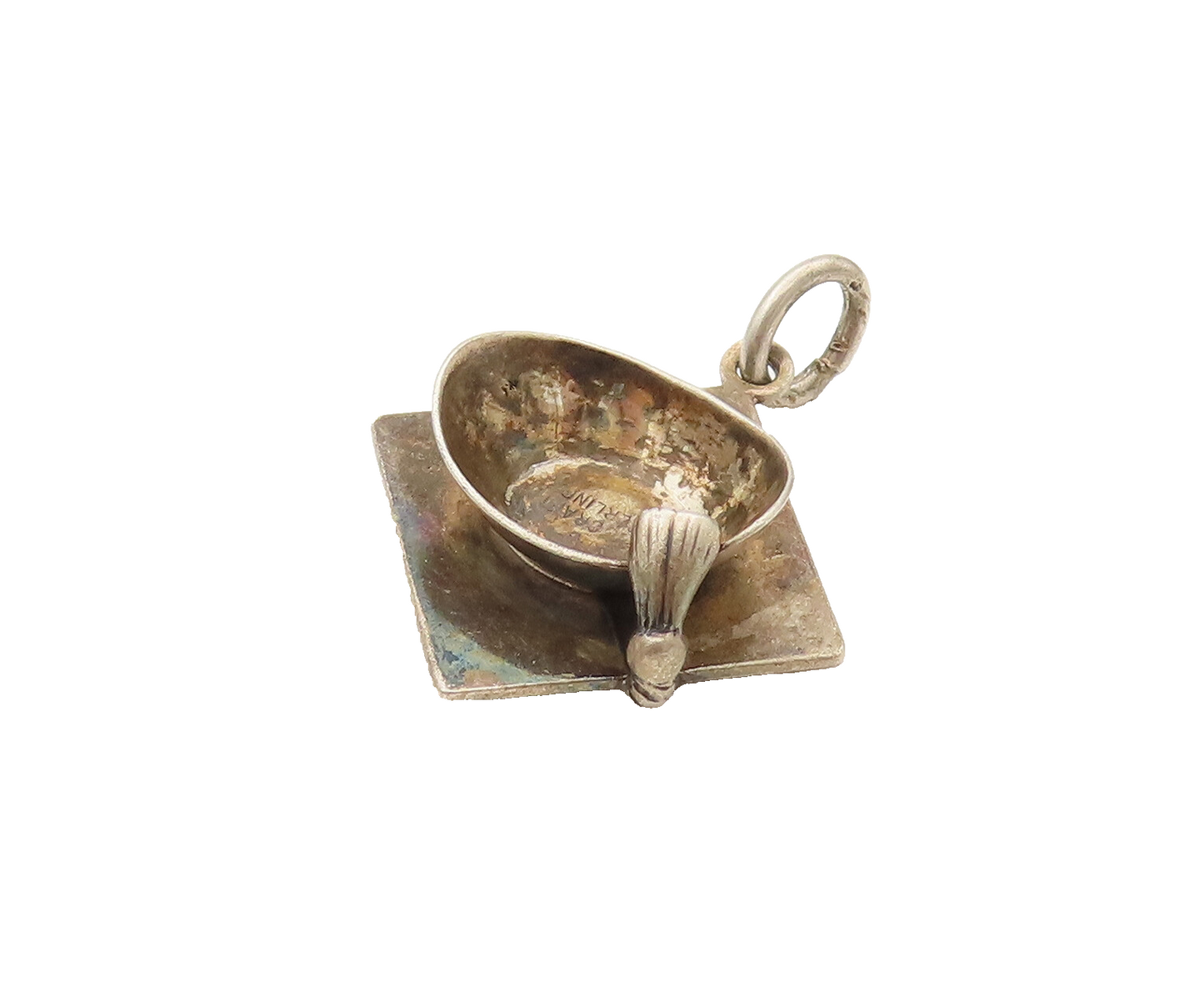 925 Sterling Silver  Vintage Minimalist Graduation Cap Pendant  PT21935