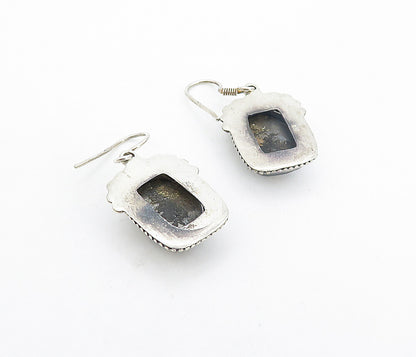 925 Sterling Silver  Vintage Jasper With Hematite Twist Dangle Earrings EG3651