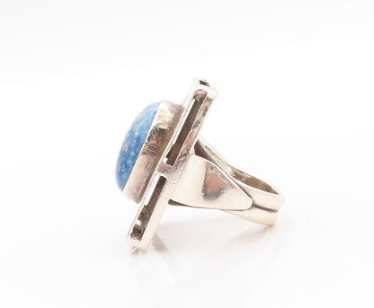 925 Sterling Silver Vintage Ring Minimalist Oval Cabochon Sodalite Sz 8  RG32594