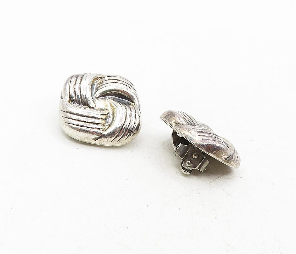 MEXICO 925 Sterling Silver  Vintage Knot Design Non Pierce Earrings  EG4853