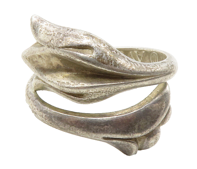AVON 925 Sterling Silver  Vintage Floral Motif Bypass Band Ring Sz 4  RG13705