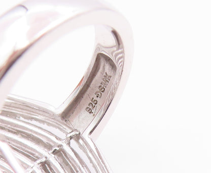 925 Sterling Silver Vintage Ring Classic CZ Halo Marquise Web  Sz 6.5  RG35527