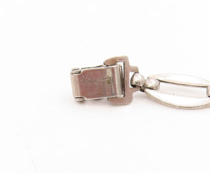 925 Sterling Silver Vintage Bracelet Cabochon Cat Eye Elegant Link  BT11753