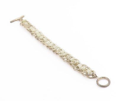 925 Sterling Silver Vintage Bracelet Bold Interlocking Woven Braid Link  BT11922