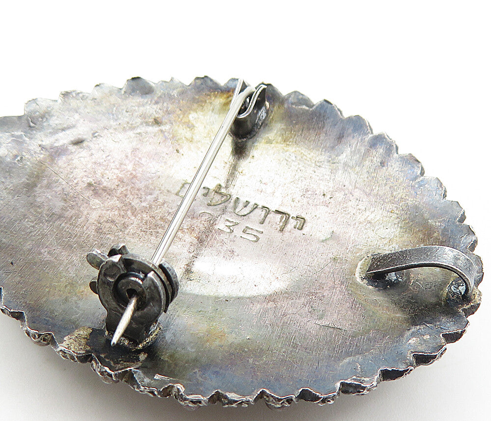 925 Sterling Silver Vintage Eilat Stone Oxidized Twist Brooch Pin BP2957