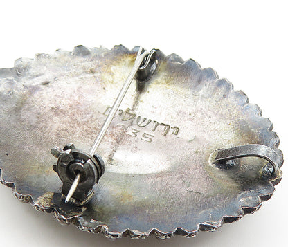925 Sterling Silver Vintage Eilat Stone Oxidized Twist Brooch Pin BP2957