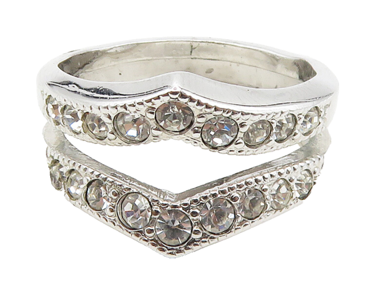 CLARK & COOMBS 925 Silver  Cubic Zirconia Pointed Split Band Ring Sz 7 RG15777