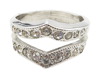 CLARK & COOMBS 925 Silver  Cubic Zirconia Pointed Split Band Ring Sz 7 RG15777