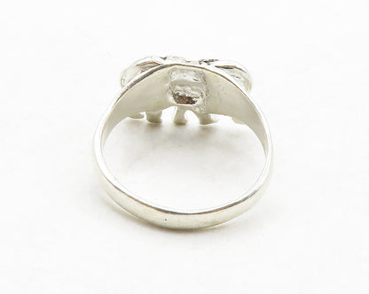 925 Sterling Silver  Vintage Red Topaz Eye Elephant Band Ring Sz 9.5  RG13164