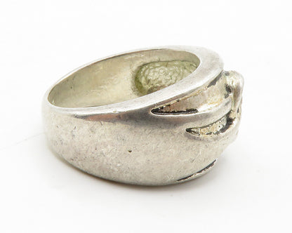925 Sterling Silver  Vintage Knot Detail Round Dome Band Ring Sz 7  RG13713