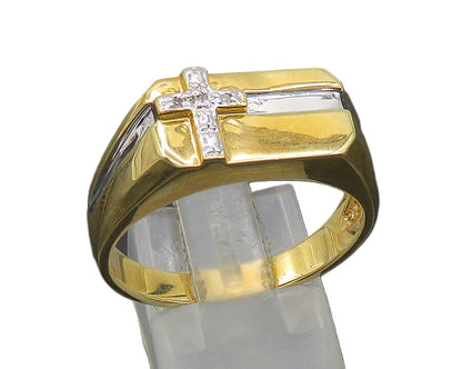 925 Silver  Vintage Genuine Diamond Religious Cross Band Ring Sz 12  RG21193