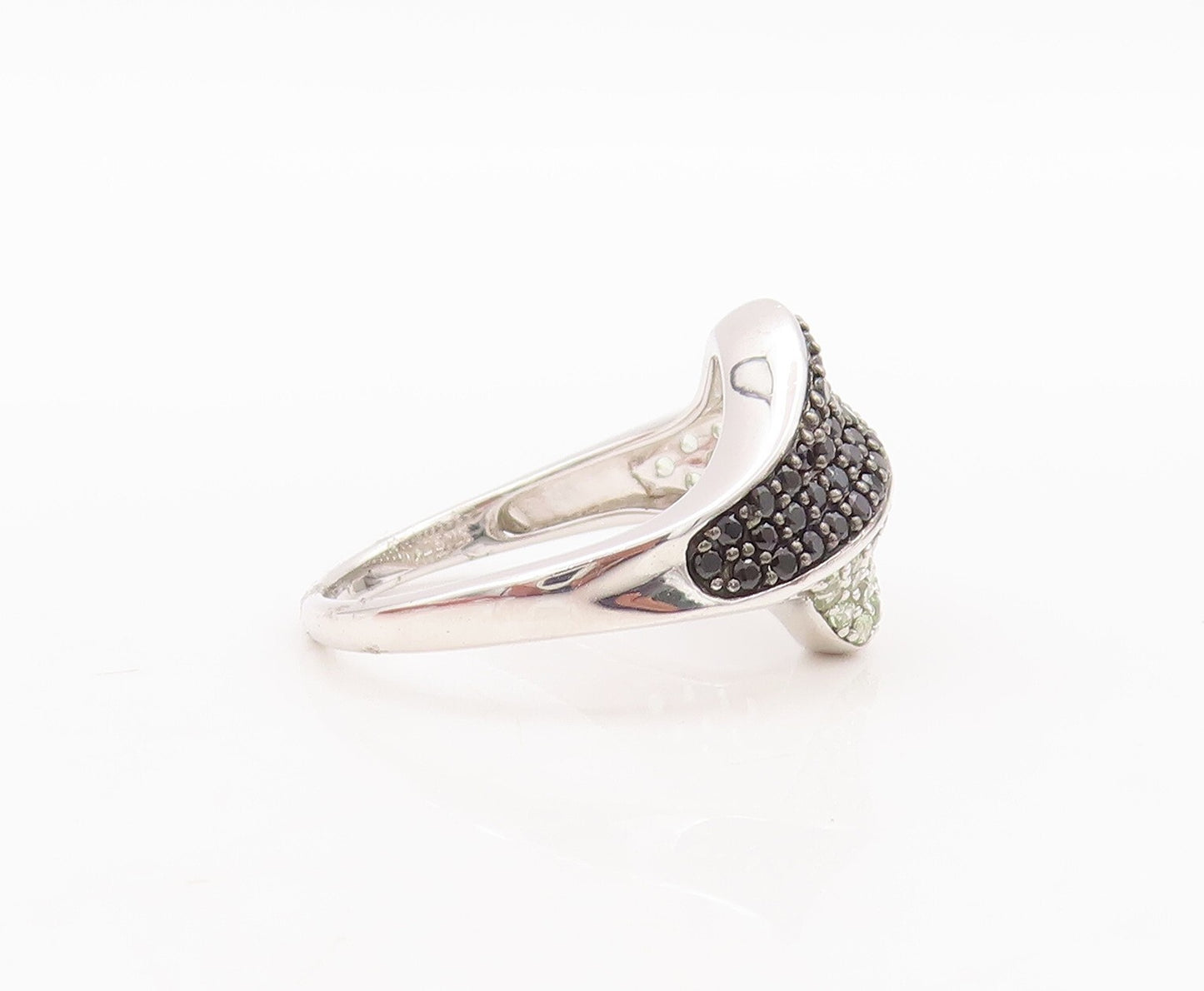 925 Sterling Silver Vintage Ring Modernist Spinel & Topaz Inlay  Sz 7  RG29597
