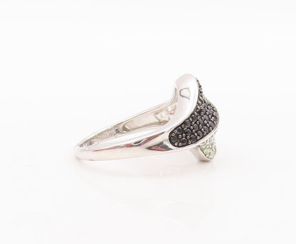 925 Sterling Silver Vintage Ring Modernist Spinel & Topaz Inlay  Sz 7  RG29597