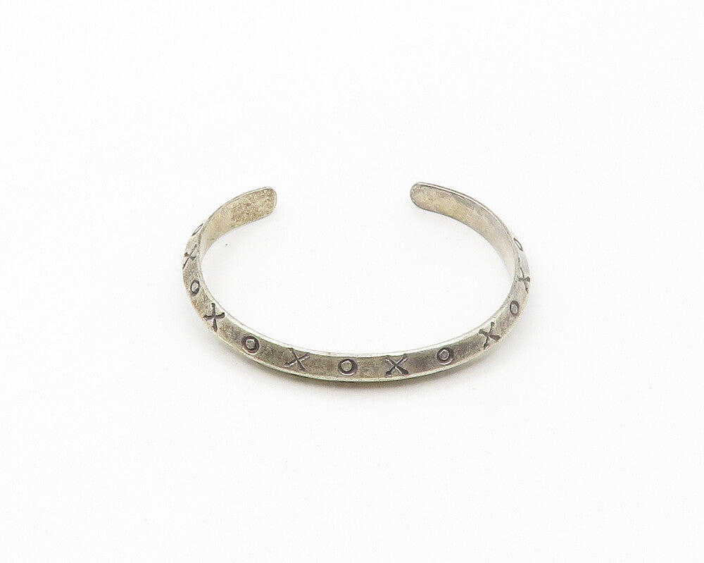 MEXICO 925 Sterling Silver  Vintage XO Hugs & Kisses Cuff Bracelet  BT6927