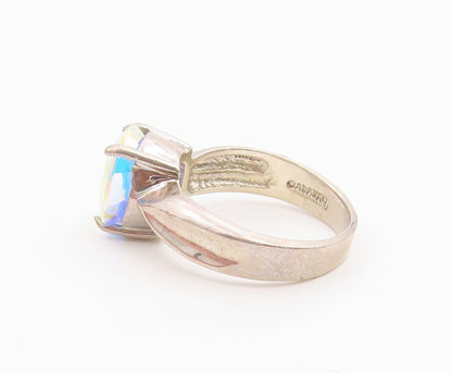 925 Sterling Silver Vintage Ring BADAVICI  Mystic Topaz Solitaire  Sz 9  RG35479