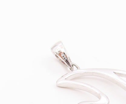 925 Sterling Silver  Vintage Cubic Zirconia Fish Outline Pendant  PT19052