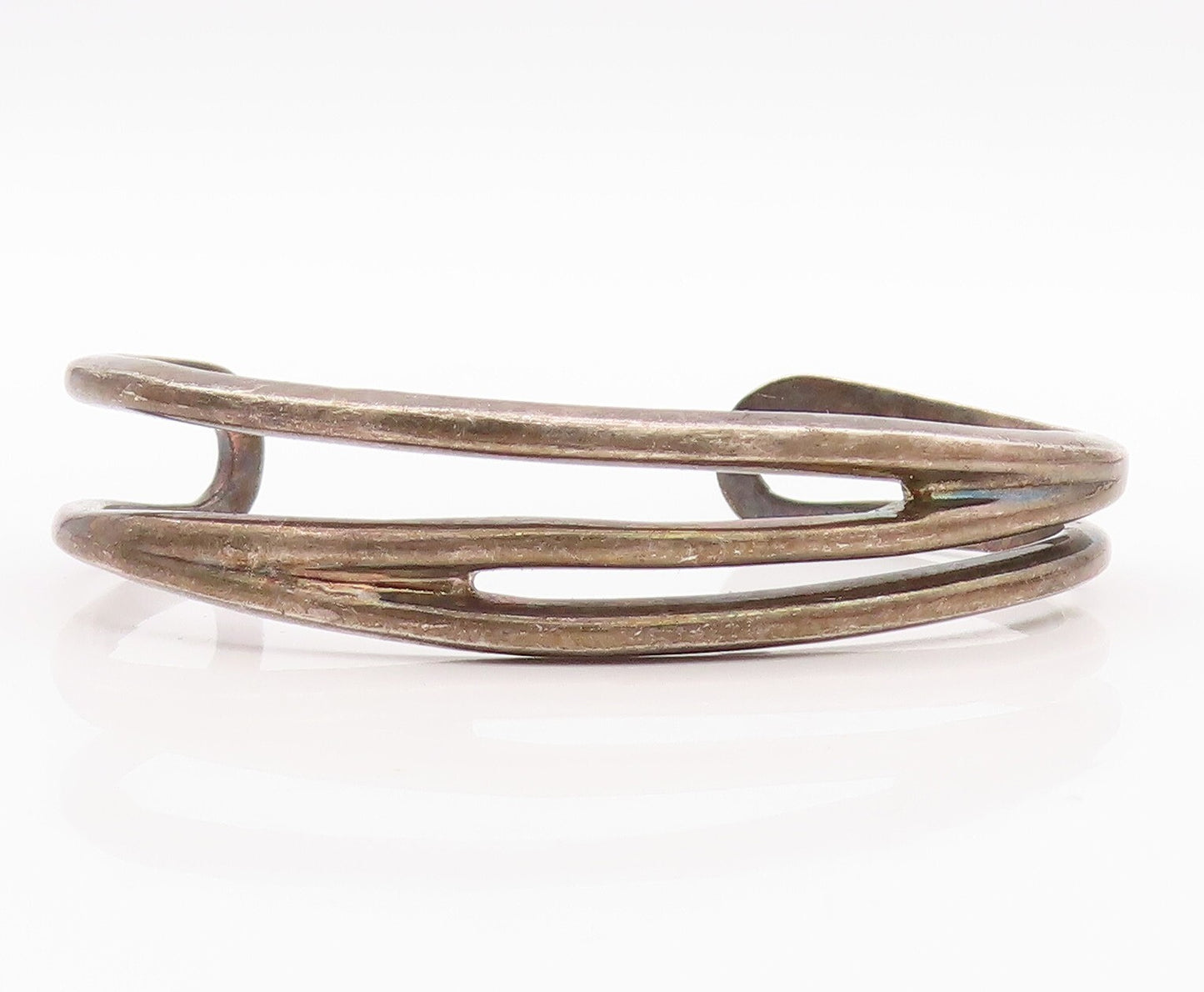 925 Sterling Silver Vintage Bracelet Brutalist  Split Solid Cuff  BT10785