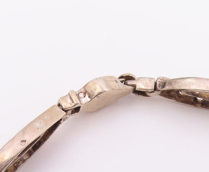 925 Sterling Silver  Vintage Topaz Cutout Detail Hinge Chain Bracelet  BT7724