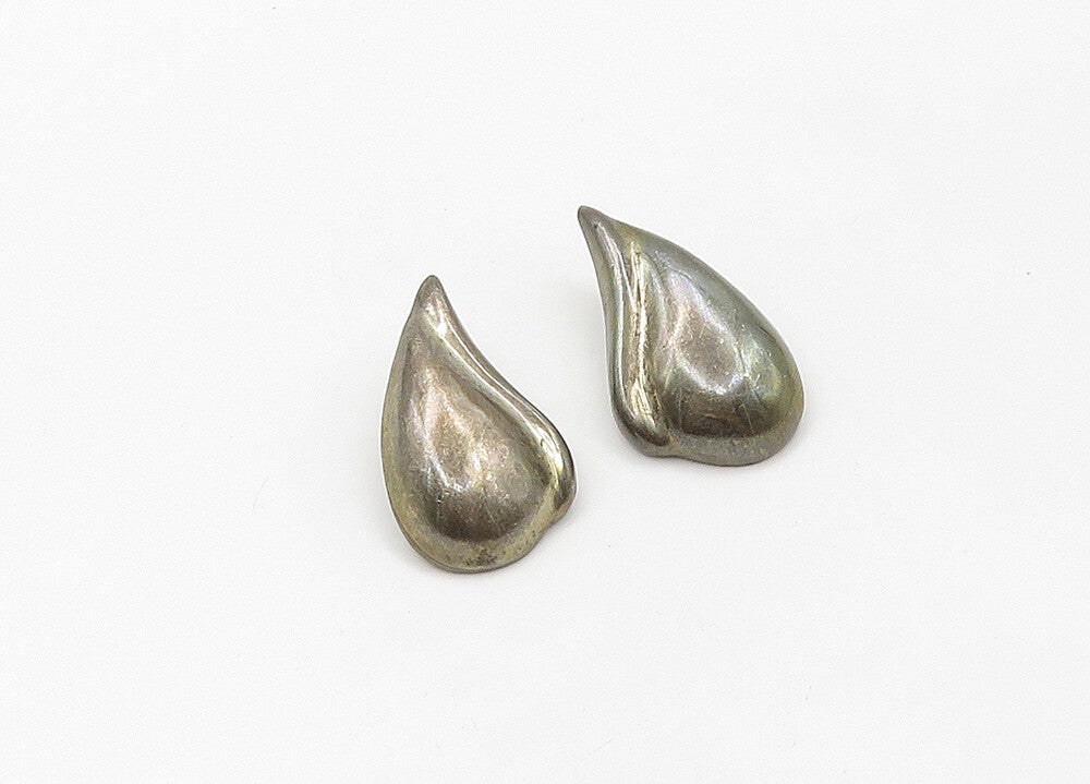 925 Sterling Silver  Vintage Floral Leaf Motif Non Pierce Earrings  EG10633