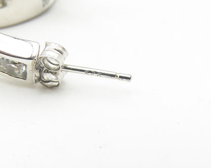 925 Sterling Silver  Vintage White Topaz Shiny Smooth JHoop Earrings  EG6253