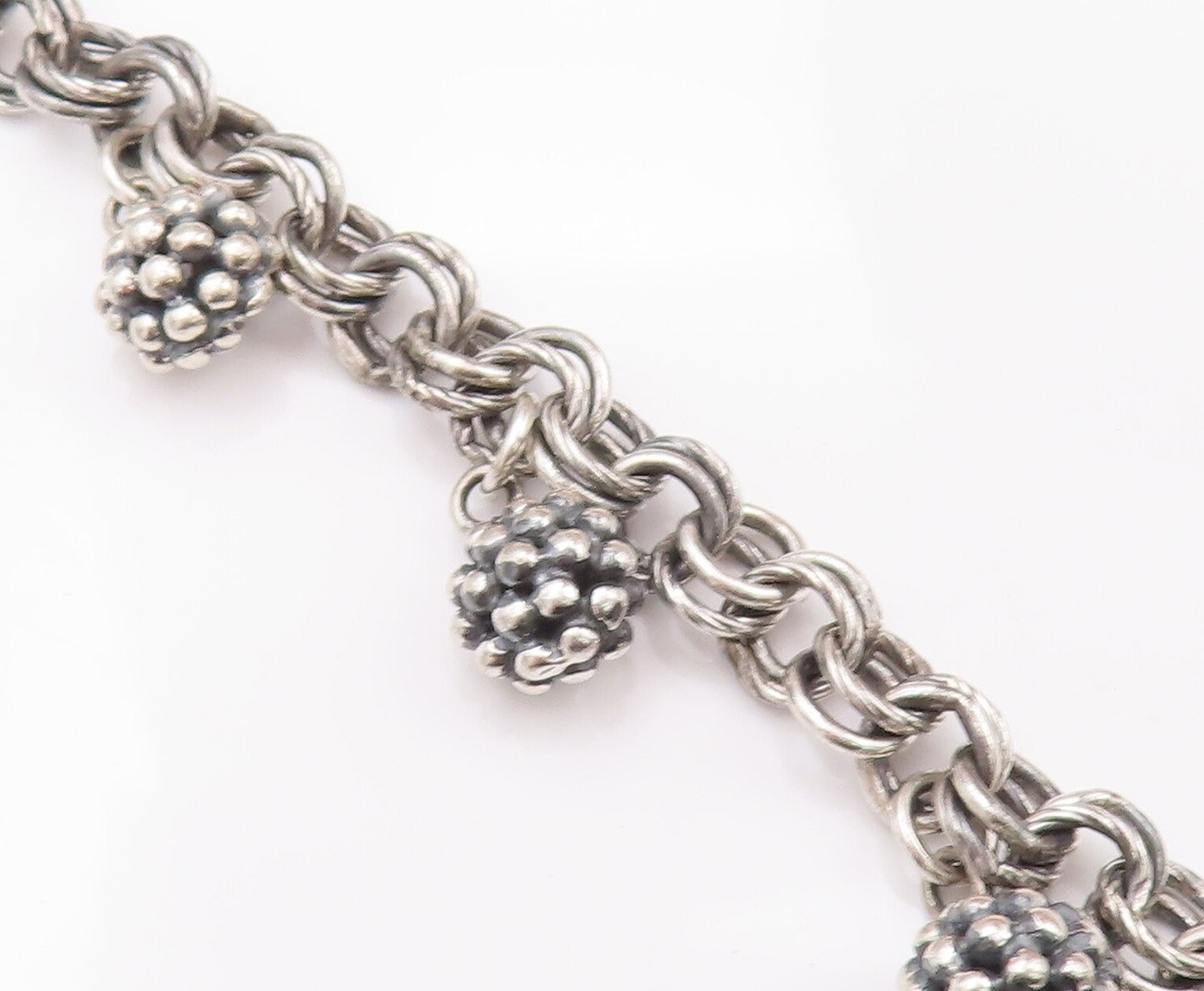 925 Sterling Silver Vintage Necklace MICHAEL DAWKINS Beaded Beads & Rings NE4263