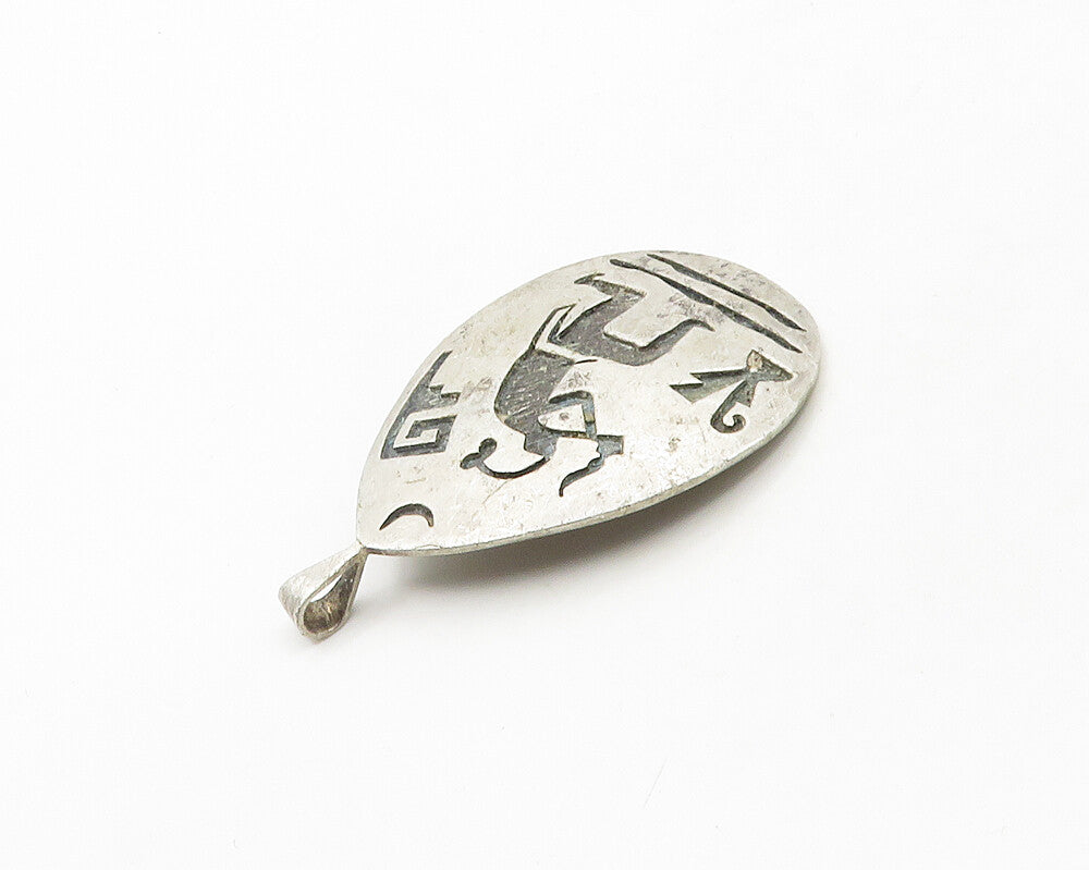 NAVAJO ZUNI 925 Sterling Silver  Vintage Oxidized Dancer Pendant  PT15199