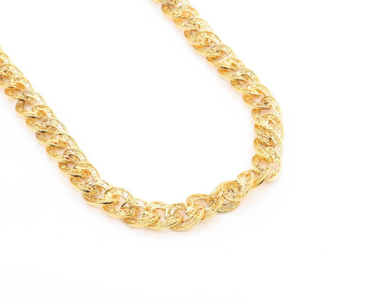 925 Sterling Silver Vintage Necklace Gold Plated Curb Cuban Link Chain  NE4652